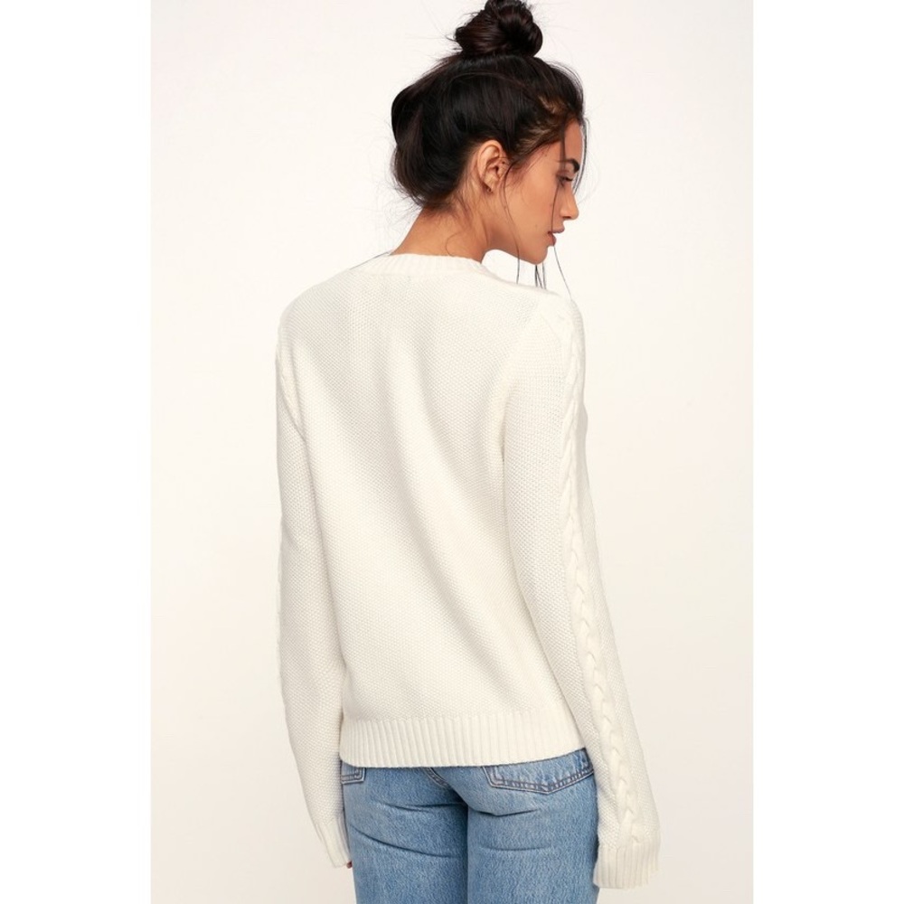 Keep It Toasty White Cable Knit Sweater - Picture 3 of 5